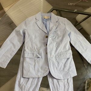 Boys seer sucker just like new pants suit set size 6 for boys blue and white